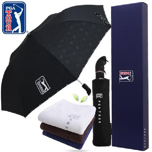 PGA 3단 엠보 선염 완전자동 우산 +150g 면사타올 1p 세트